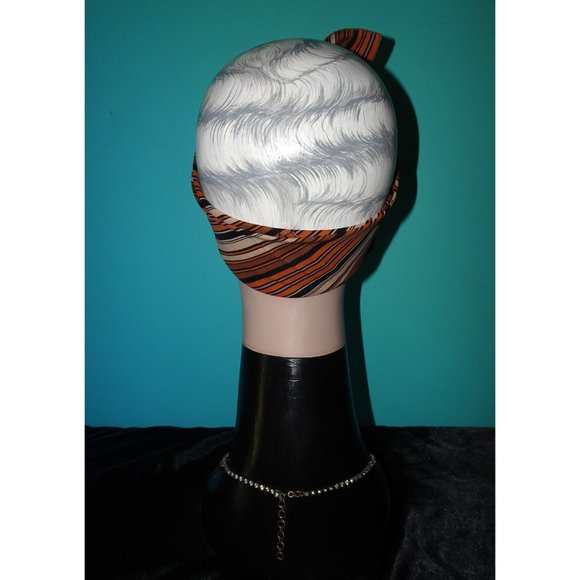 Vintage Tan Purple & Black Striped Scarf - Picture 9 of 10